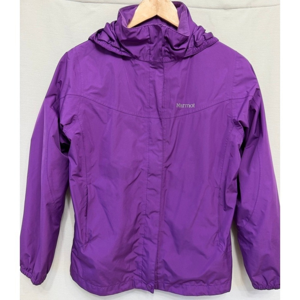 Marmot Girls Large Purple Hooded Rain Jacket J45960 Waterproof Outdoor